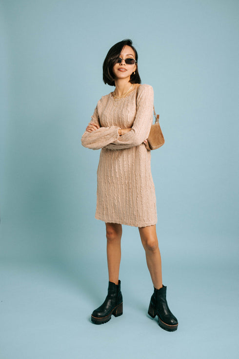 Snow Drop Sweater Dress// Taupe
